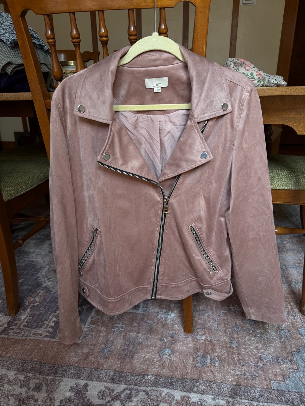 LOFT Blush Suede Moto Jacket
